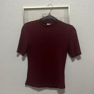 H&M high-neck maroon top